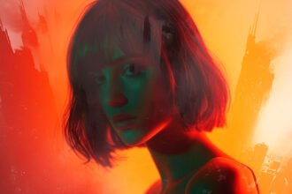 Building the DangerGirlx Community orange and red portrait of short haired woman in dangerous city