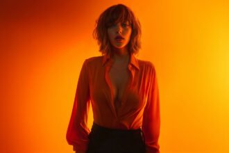 Samantha RCC in Orange and yellow neon noir light - Fashion in the City of Dolls