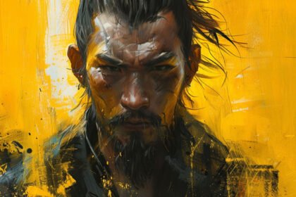Husai Turing, asian man portrait with yellow background