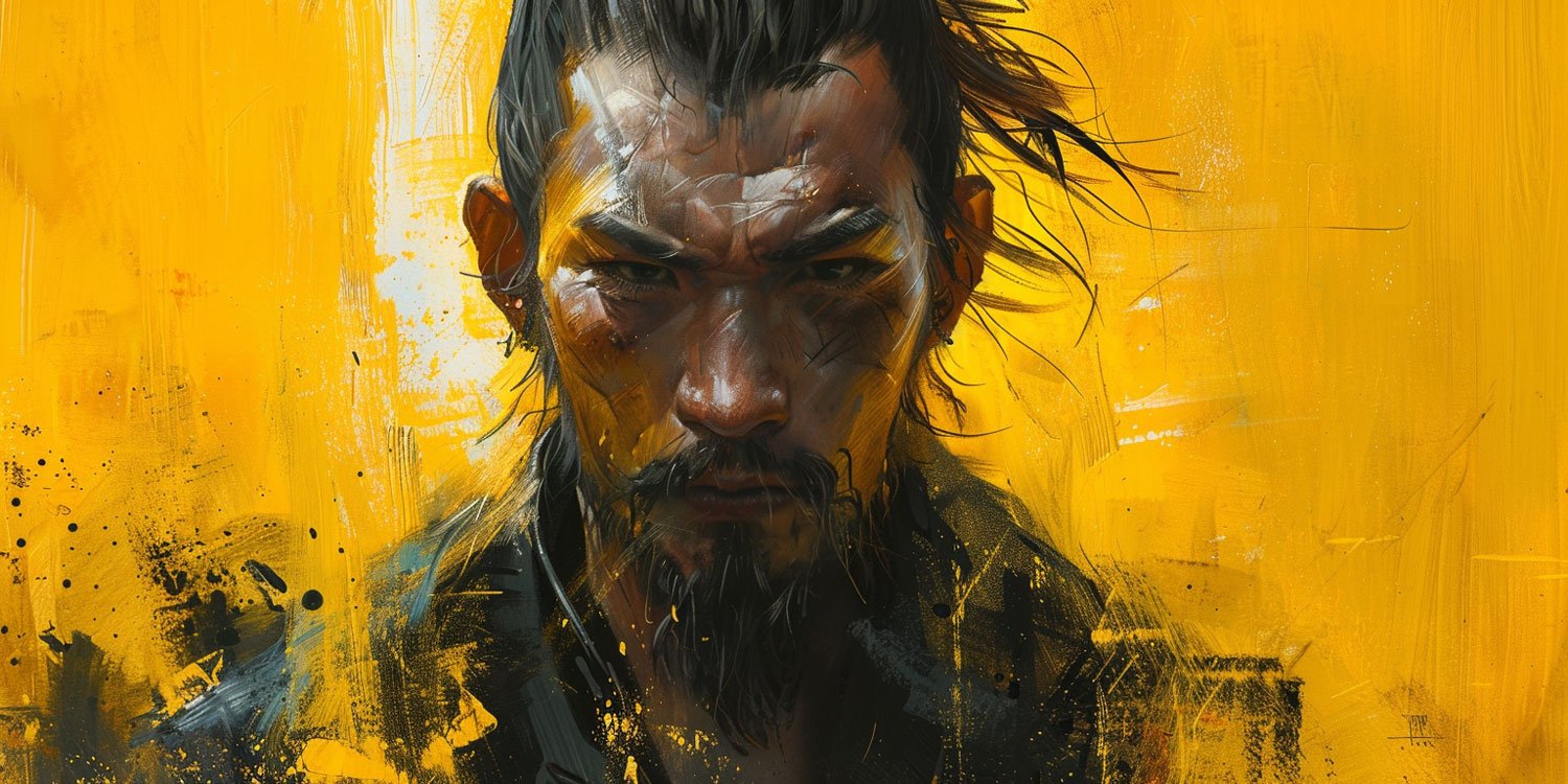 Husai Turing, asian man portrait with yellow background