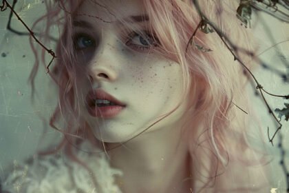 Rachel Thorn "Rose", girl in a thorny busy with pink hair