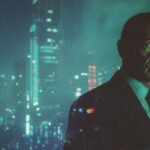 Victor Maddox in a high-rise over Neon Danger City