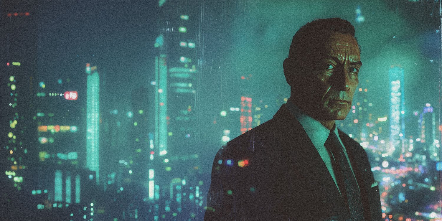 Victor Maddox in a high-rise over Neon Danger City